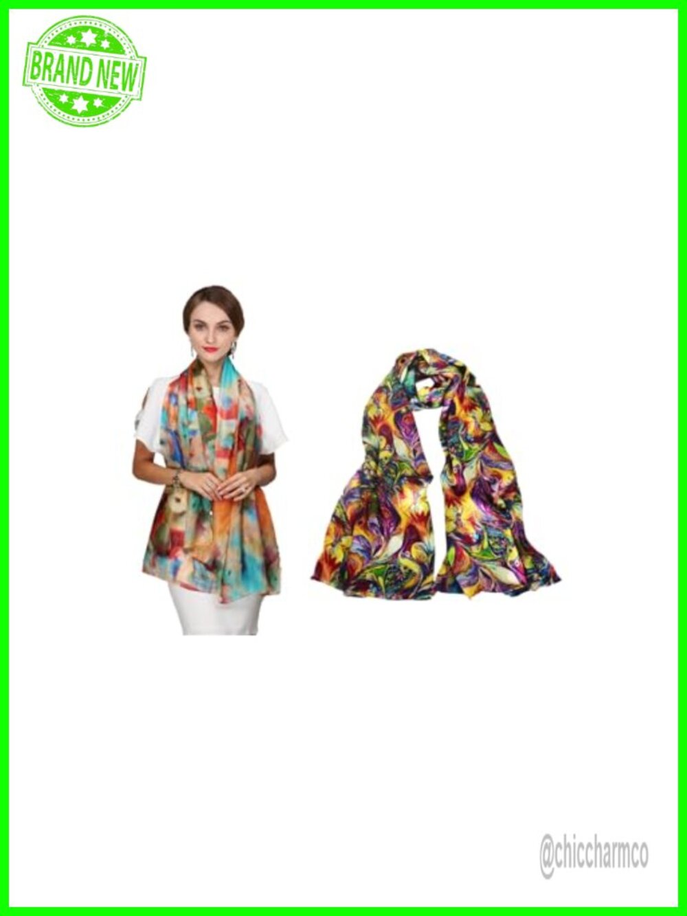 100% Mulberry Silk Long Scarf & Shawl Set for Women - 2 Pieces, Evening Wrap,